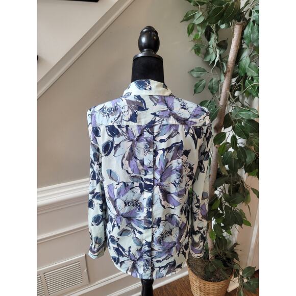 The Limited Button Up Blouse Women's Small Multicolor Floral Long Sleeve Stretch - Picture 7 of 11